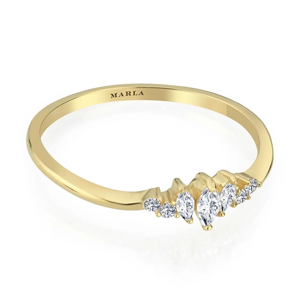 Markiz Taş Detaylı Altın Yüzük