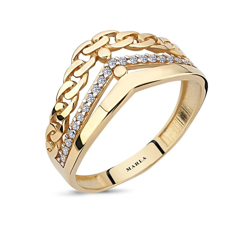 Taş Detaylı Altın Yüzük