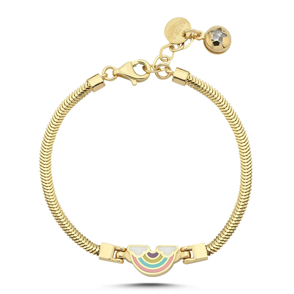 Mineli Cahrmlı Altın Çocuk Bileklik