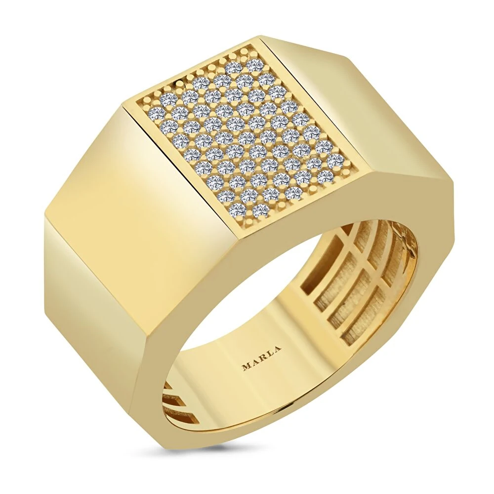 Taş Detaylı Altın Yüzük