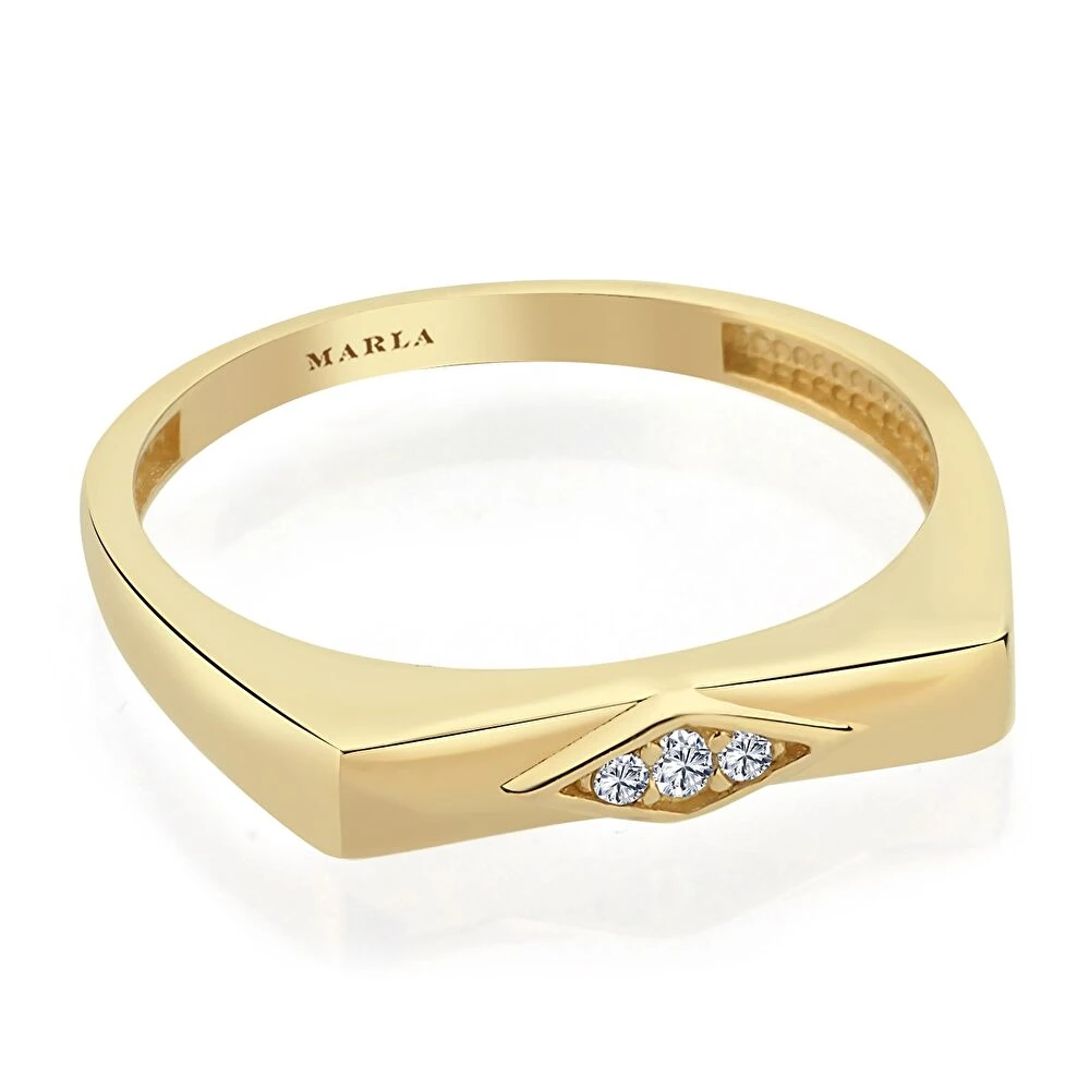 Taş Detaylı Altın Yüzük