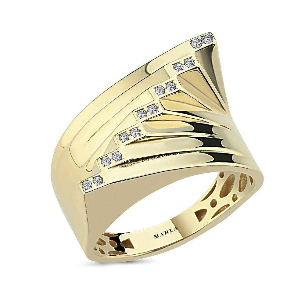 Taş Detaylı Altın Yüzük