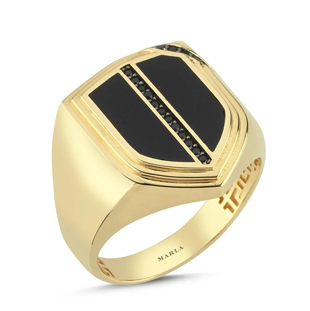 Mineli Altın Erkek Yüzük