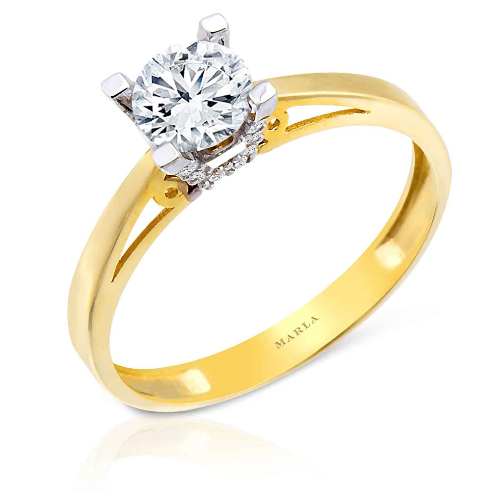 Altın İki Renk Tektaş Yüzük