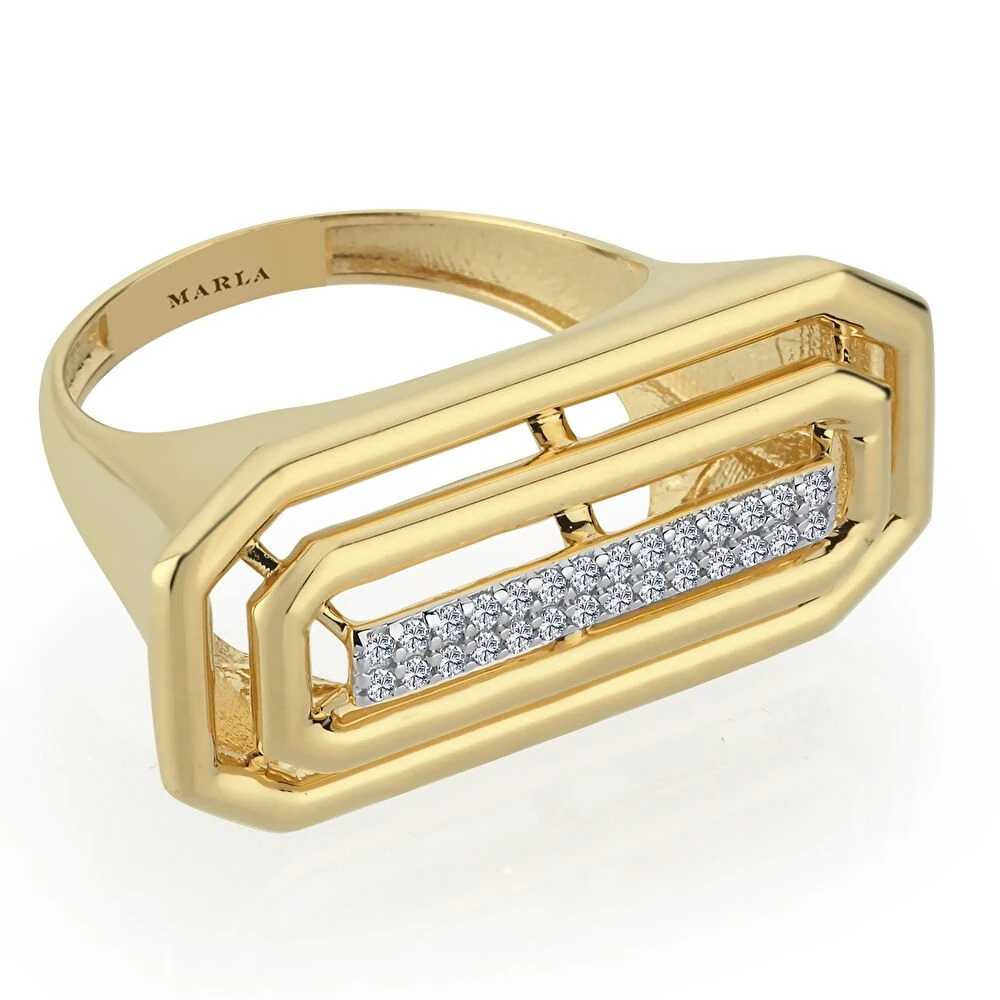 Taş Detaylı Altın Yüzük