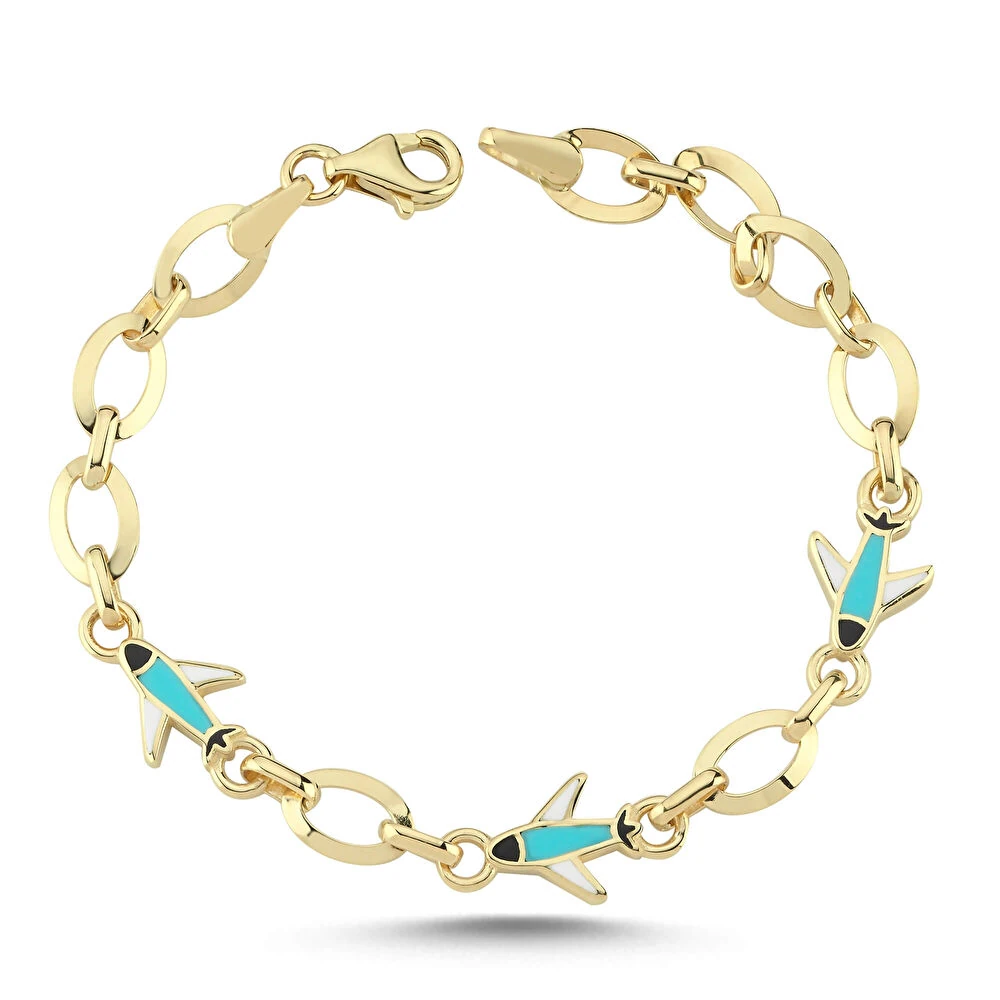 Uçak Mineli Altın Çocuk Künyesi