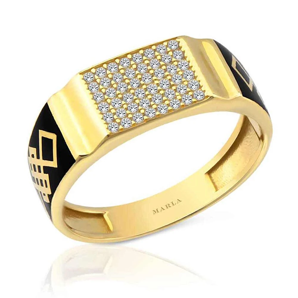 Mineli Desenli Erkek Yüzüğü