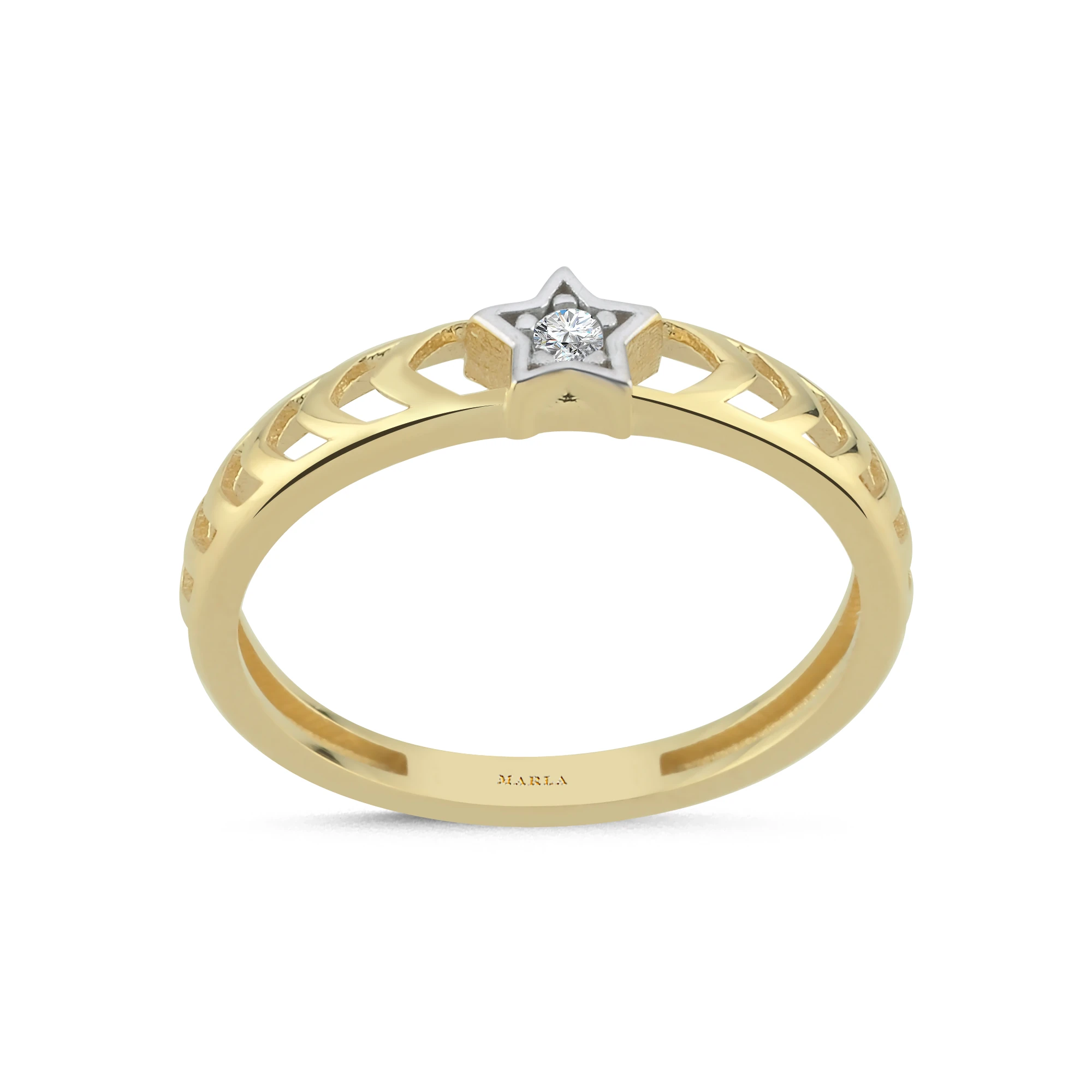 Taş Detaylı Altın Yıldız Yüzük