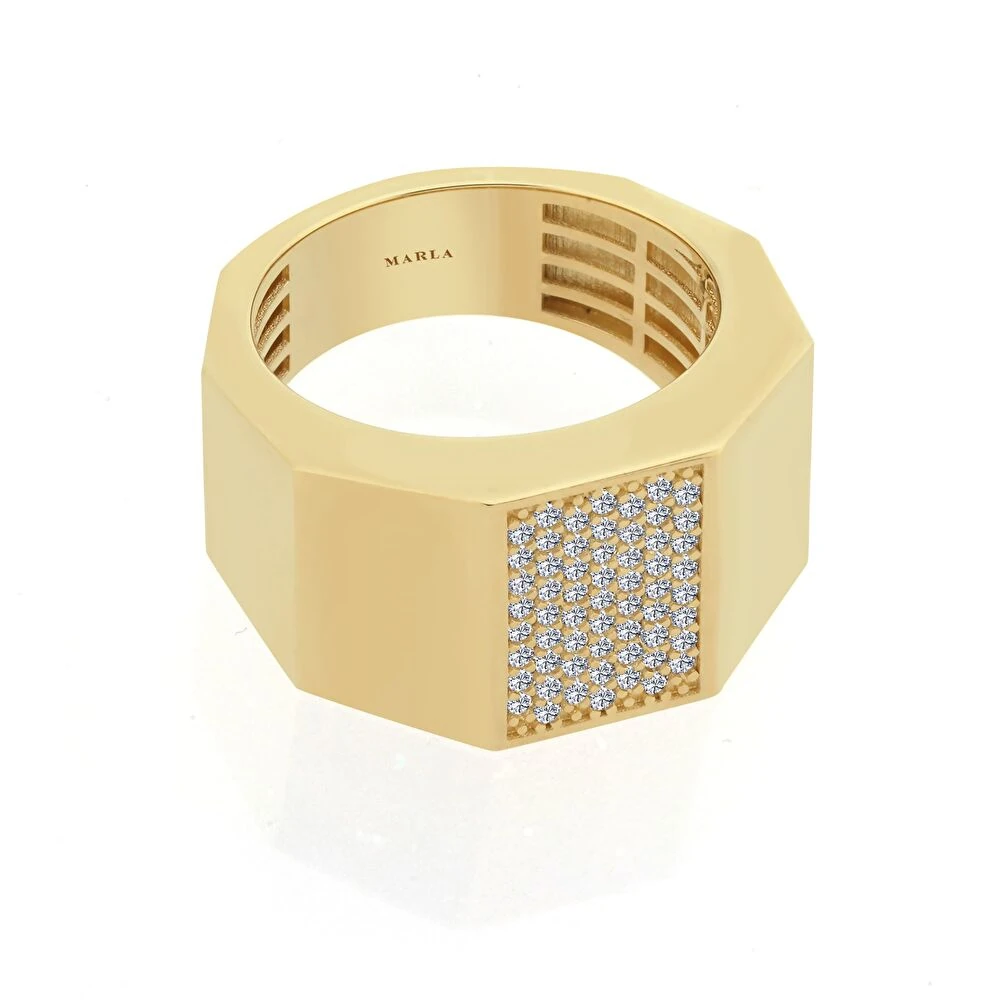 Taş Detaylı Altın Yüzük