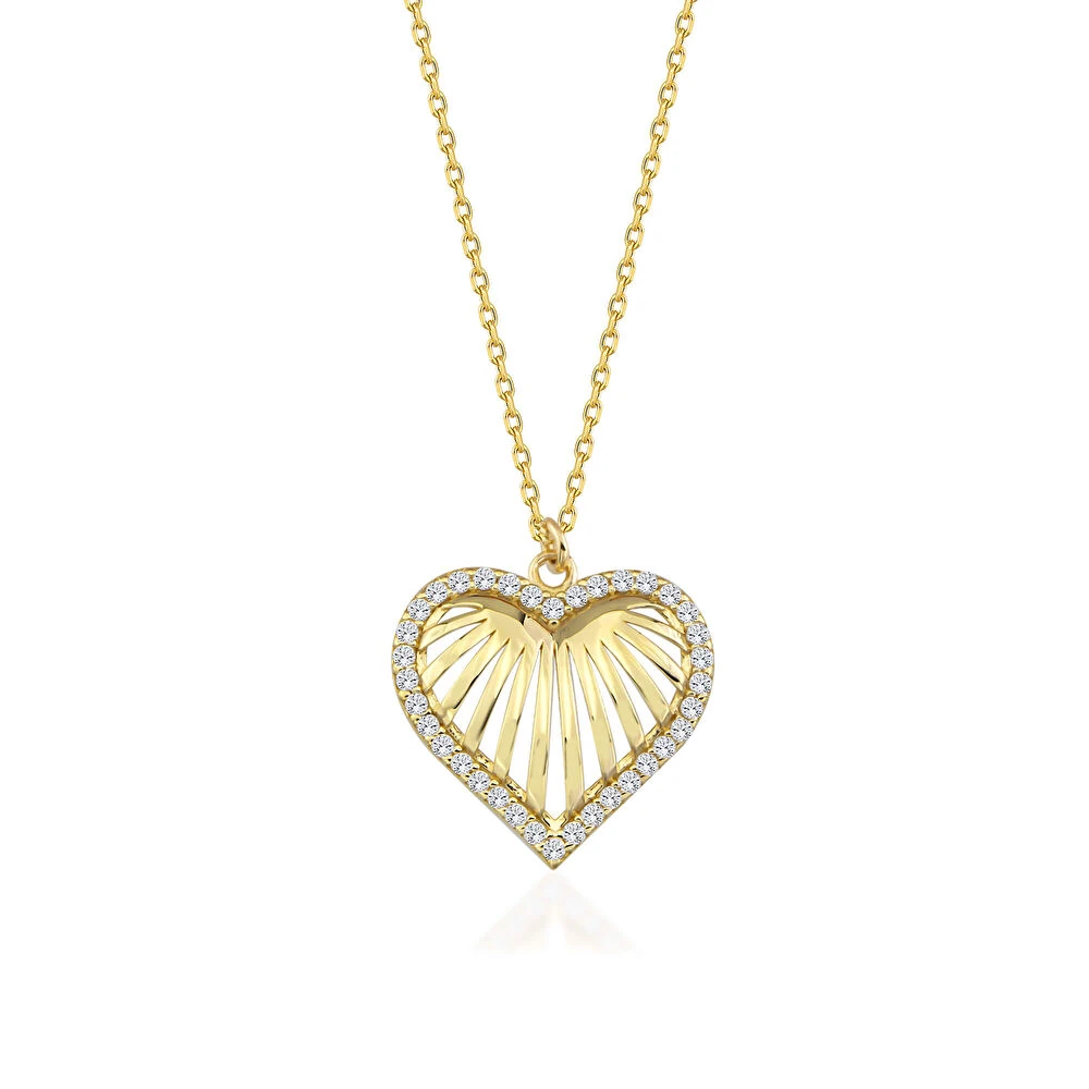 Taş Detaylı Kalp Kolye