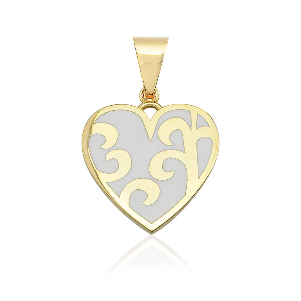 Mineli Kalp Detaylı Kolye Ucu