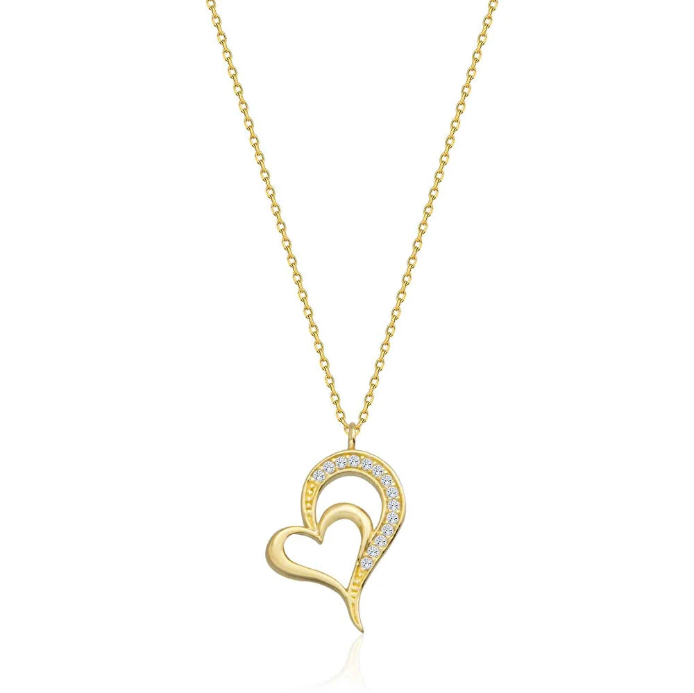 Taş Detaylı Kalp Kolye