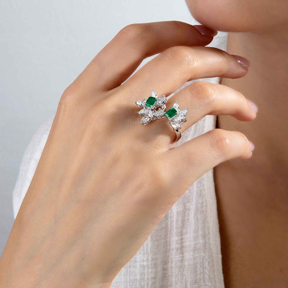 Markiz Taşlı Zümrüt Yüzük 0.40 Karat