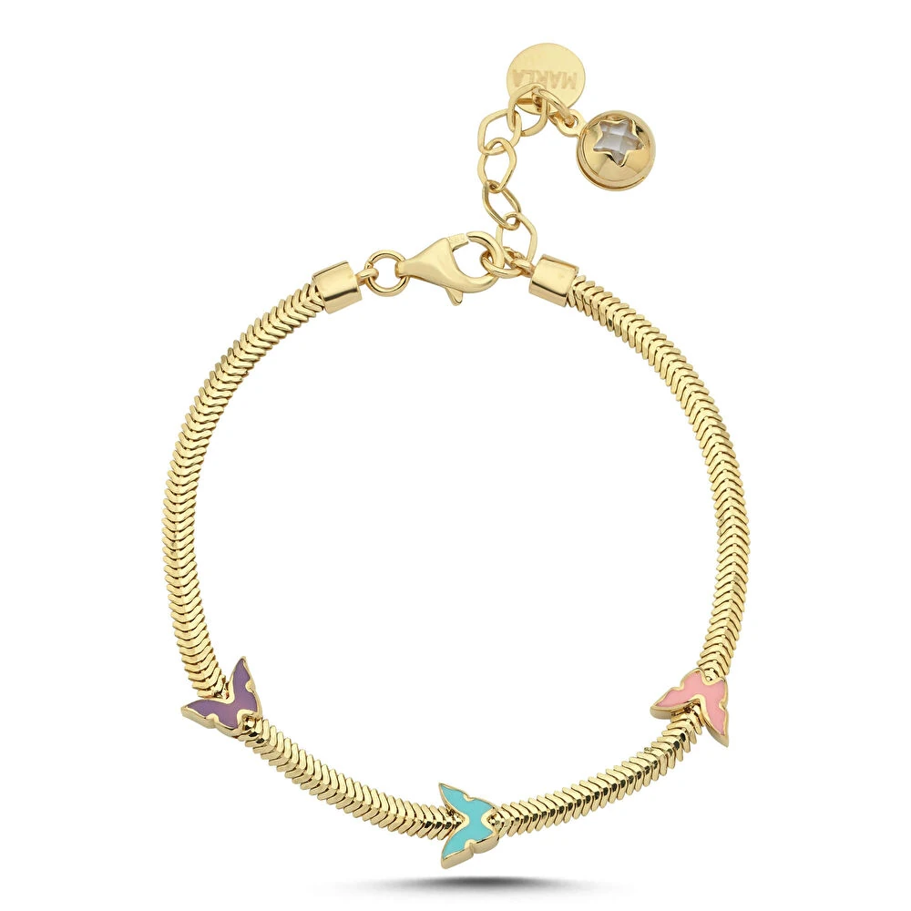 Mineli Cahrmlı Altın Çocuk Bileklik