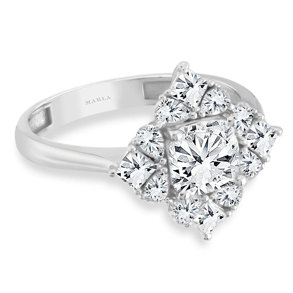 Beyaz Altın Prenses Kesim Yüzük