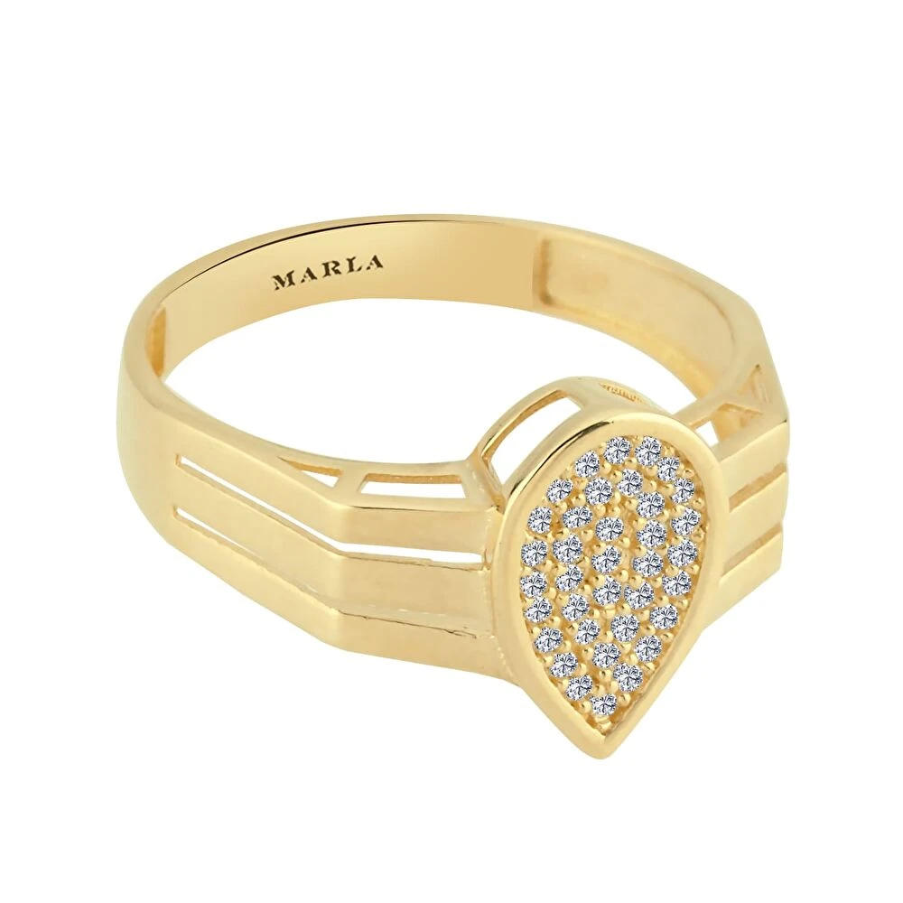 Taş Detaylı Altın Yüzük