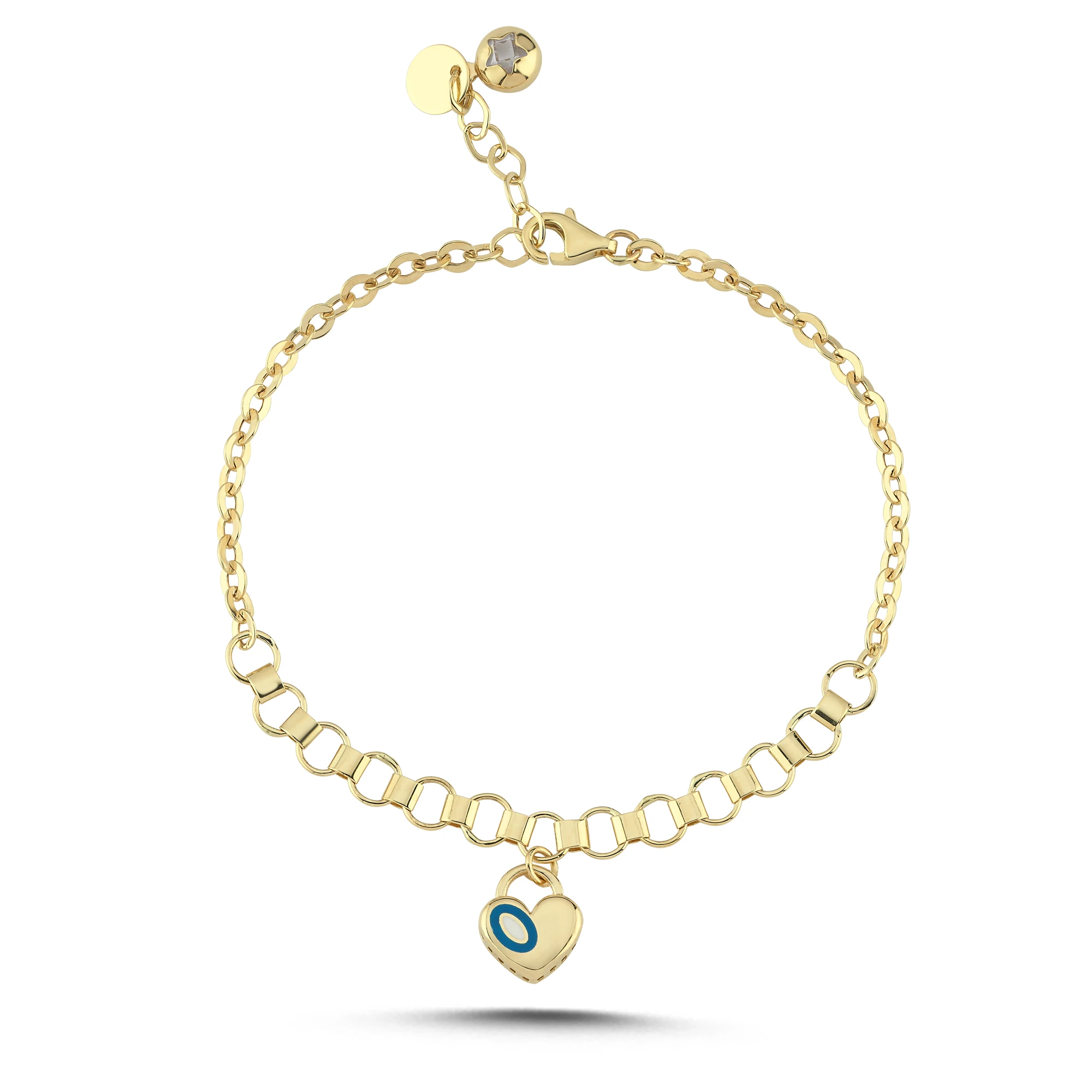 Mineli Altın Kalp  Bileklik