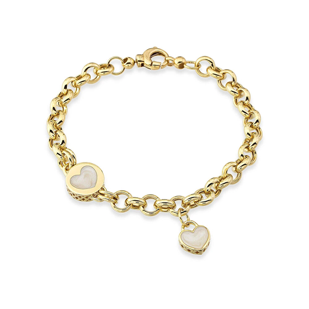 İki Renk Mineli Altın Bileklik