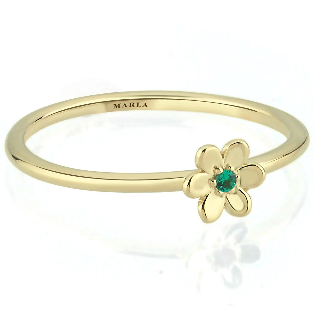 Renkli Taşlı Altın Daisy Yüzük