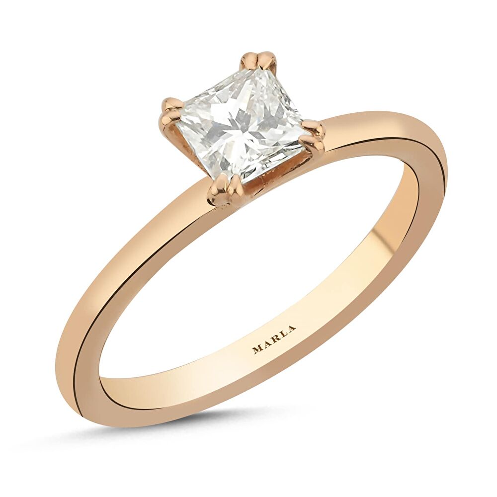 Prenses Kesim Pırlanta Rose Yüzük 0.40 Karat