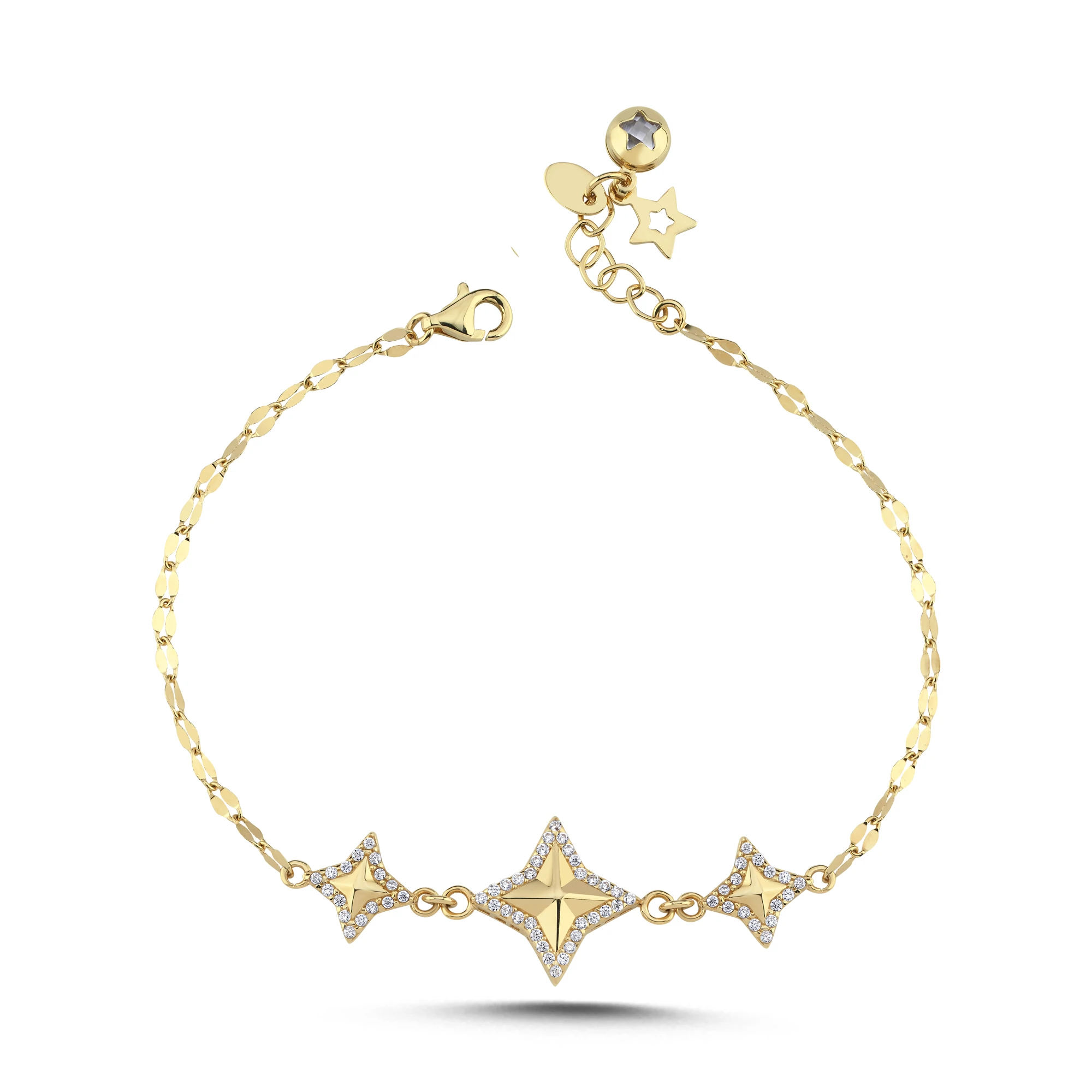 Taş Detaylı Yıldız Altın Y Set