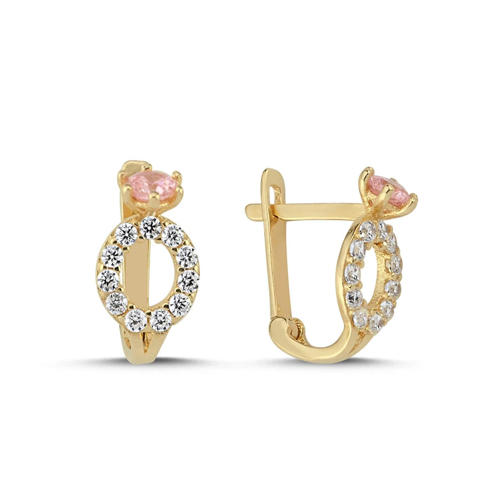 Taşlı Altın Çocuk Küpe