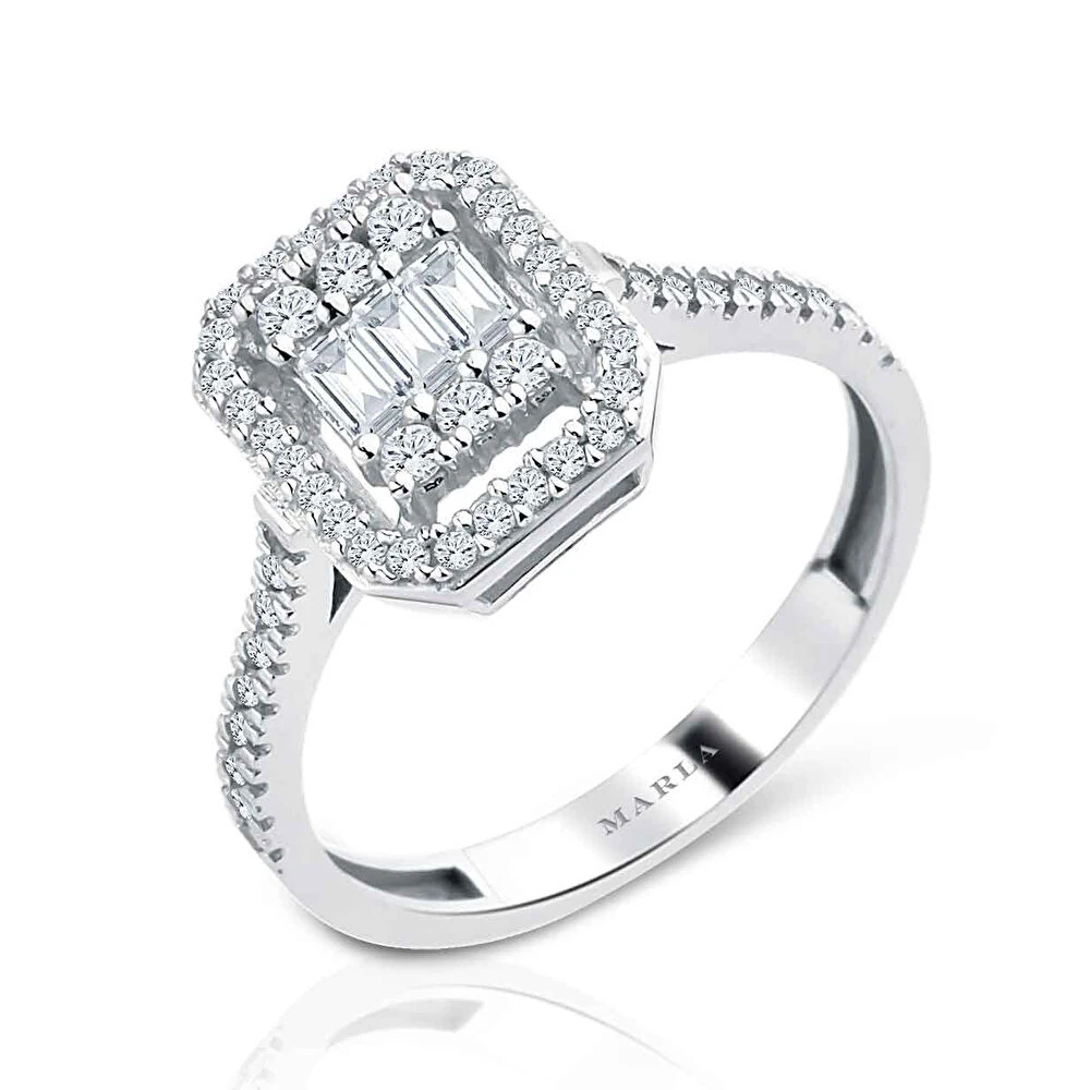 Beyaz Altın Baget Yüzük