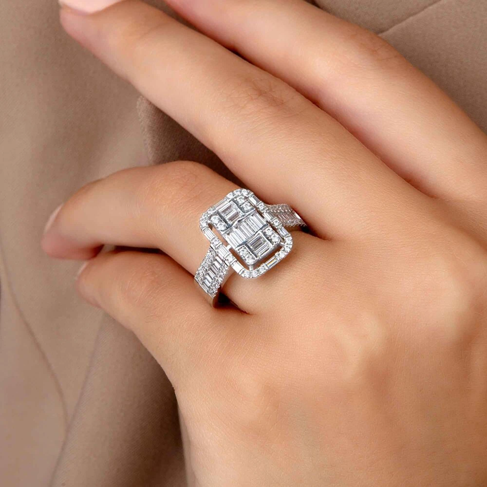 Beyaz Altın Baget Yüzük