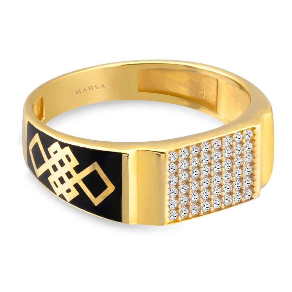 Mineli Desenli Erkek Yüzüğü