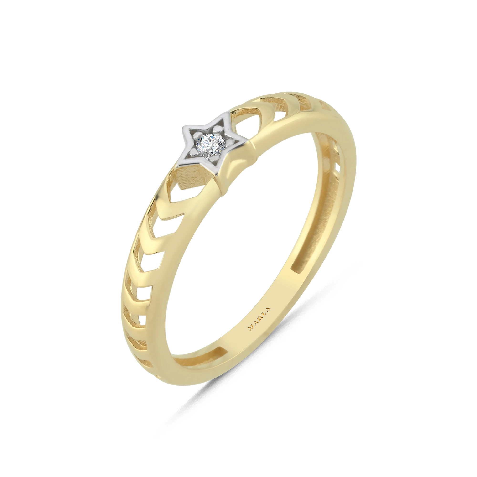 Taş Detaylı Altın Yıldız Yüzük