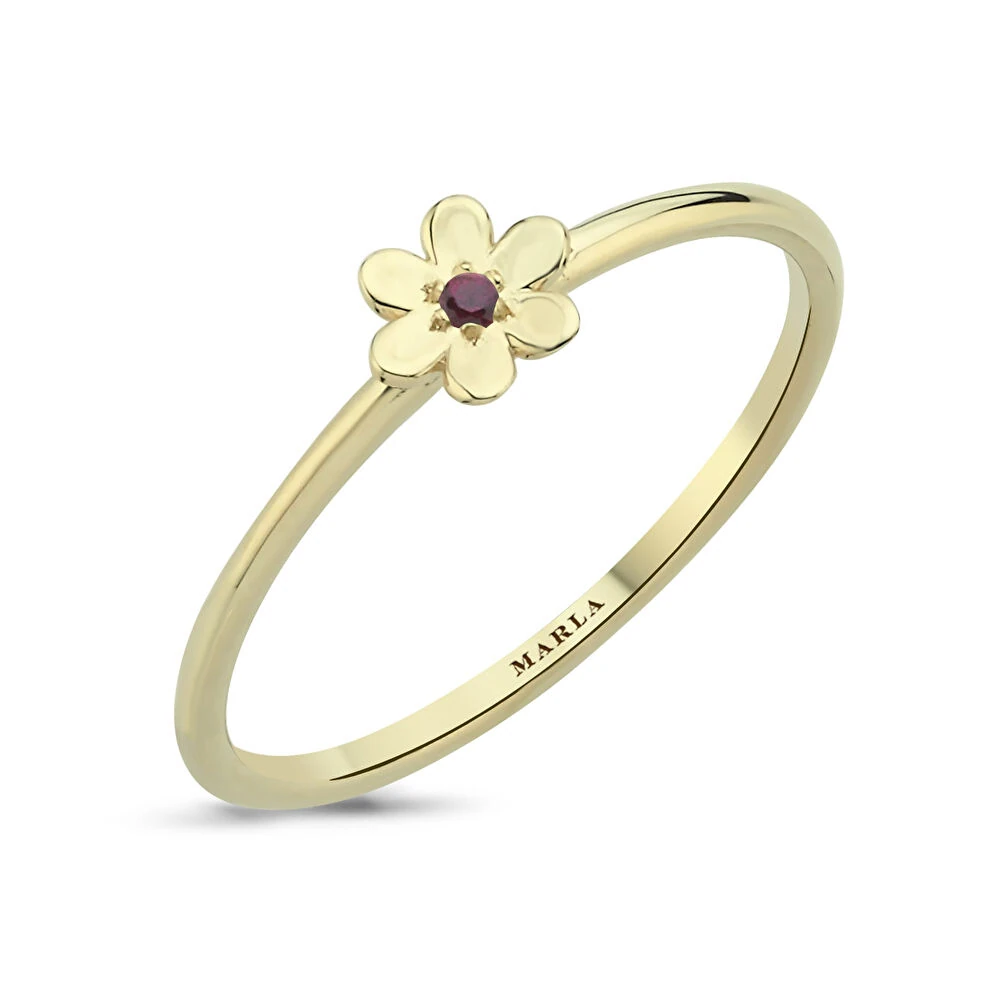 Renkli Taşlı Altın Daisy Yüzük