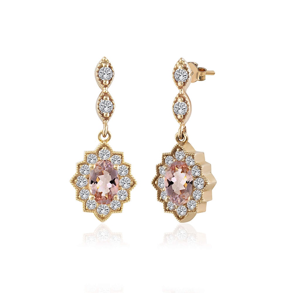 Pembe Safir  Pırlanta Küpe 0.50 Karat