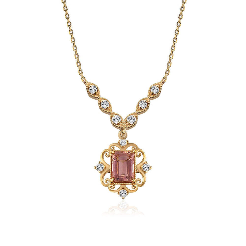 Pembe Safir  Pırlanta Kolye 0.60 Karat