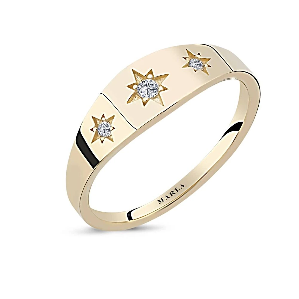 Taş Detaylı Altın Yüzük