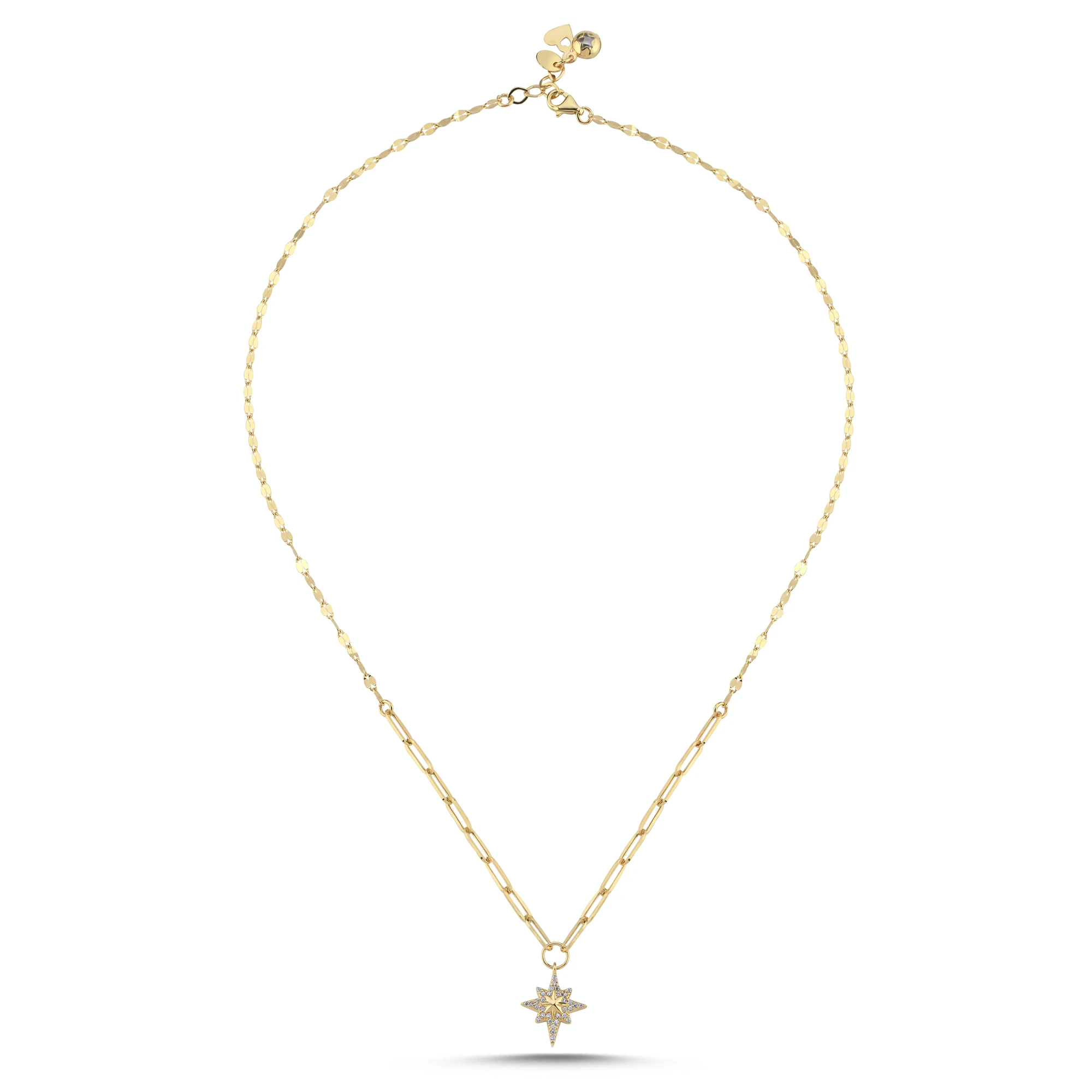 Taş Detaylı Kutup Yıldızı Altın Set