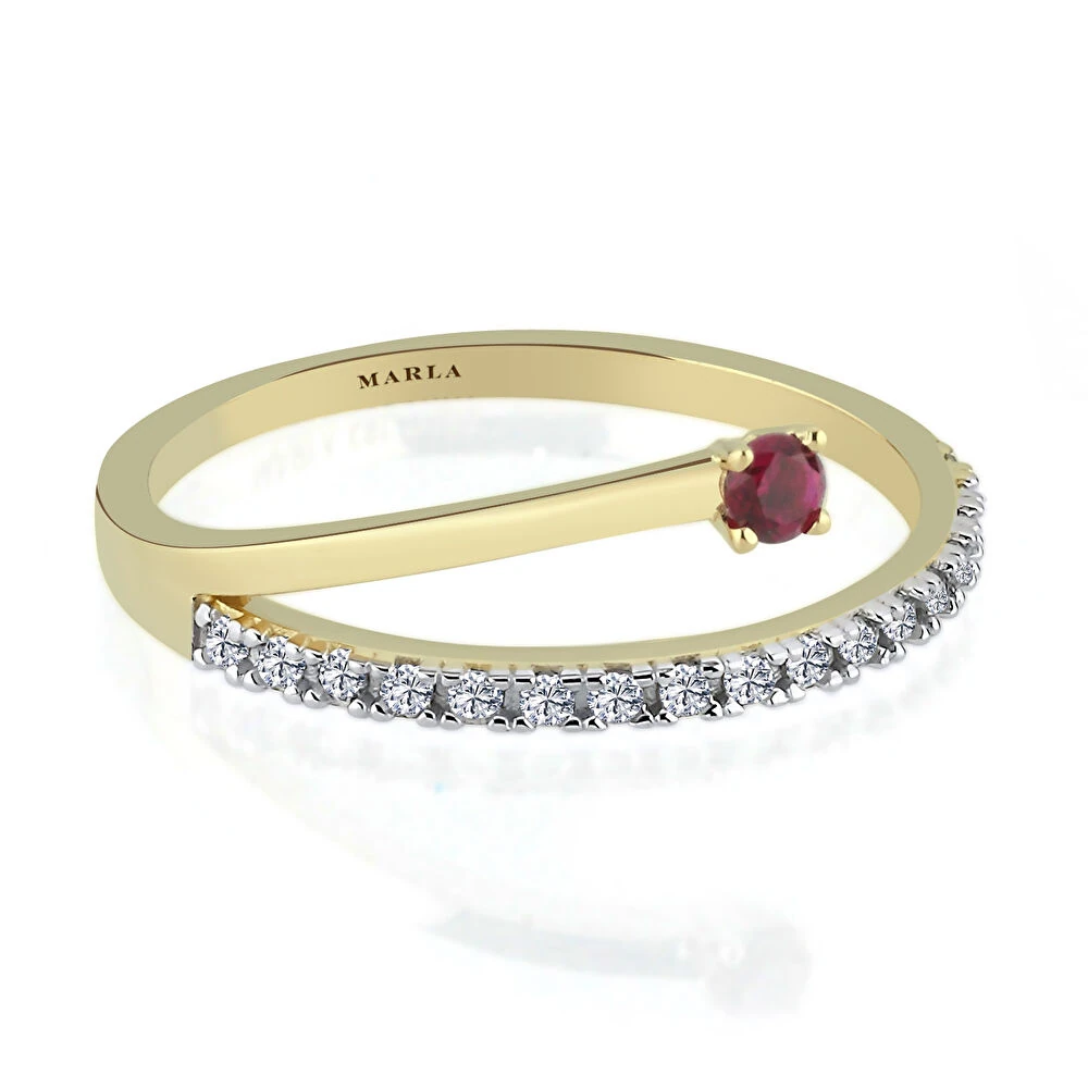 Taş Detaylı  Altın Yüzük