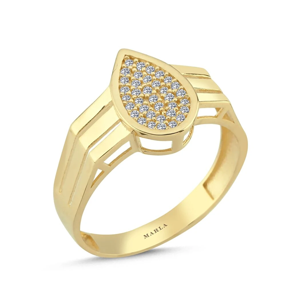 Taş Detaylı Altın Yüzük