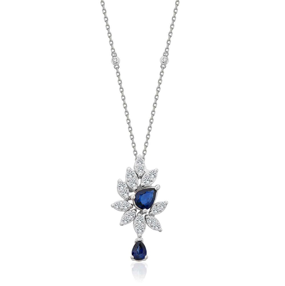 Safir Pırlanta Kolye 0.45 Karat