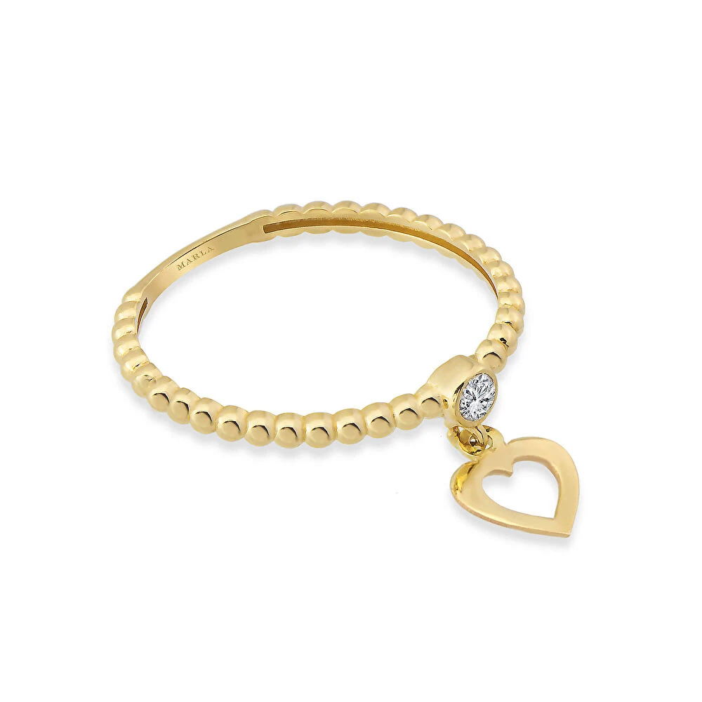 Kalp Cahrmlı Altın Yüzük