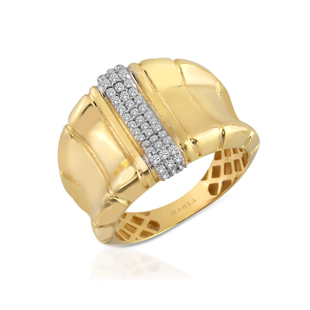 Taş Detaylı Altın Yüzük