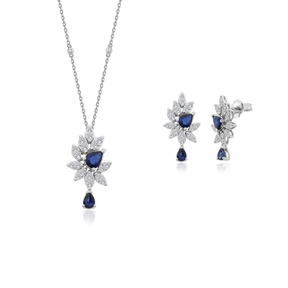 Safir Pırlanta Kolye 0.45 Karat