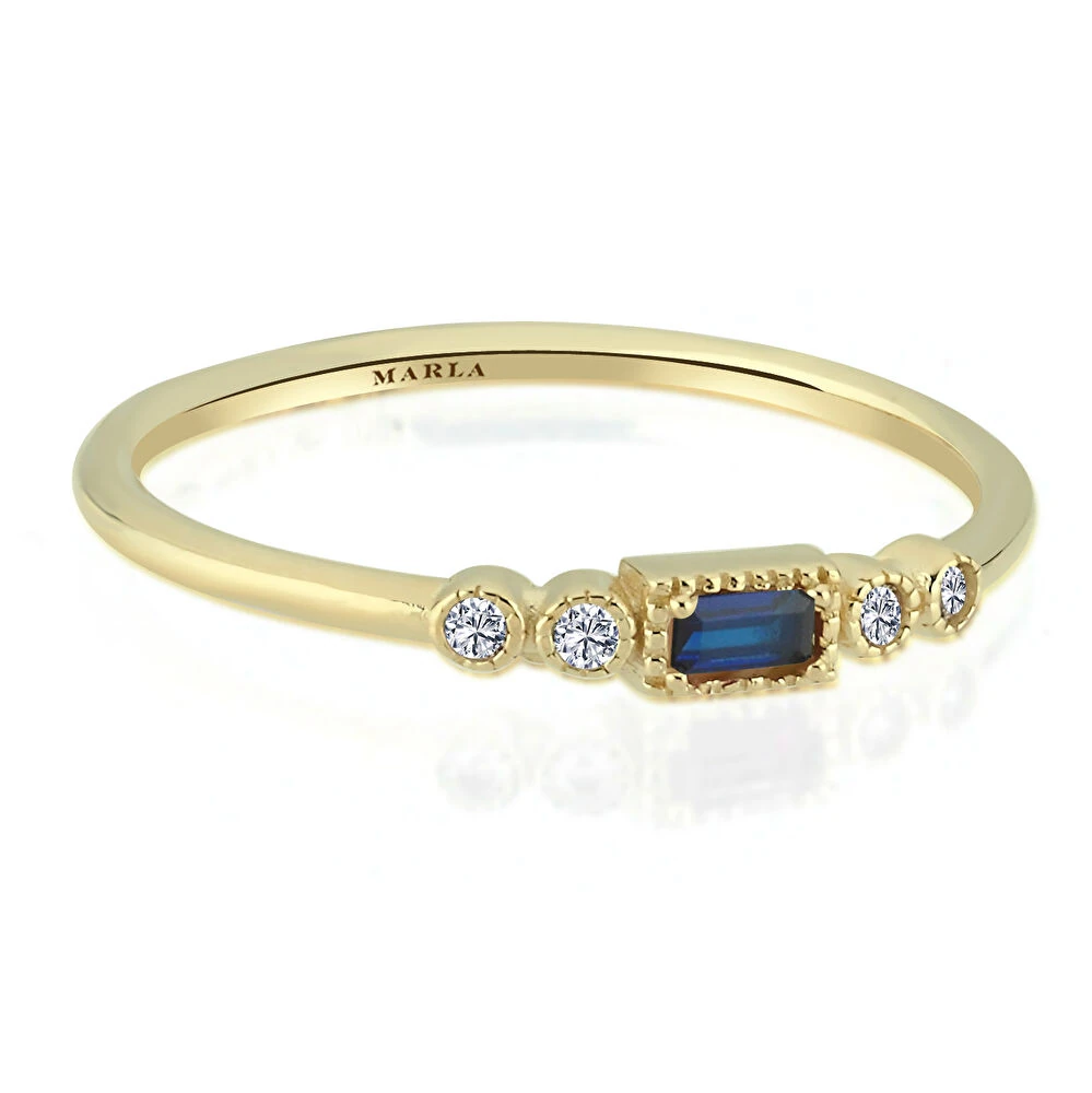 Renkli Baget Taşlı Altın Yüzük