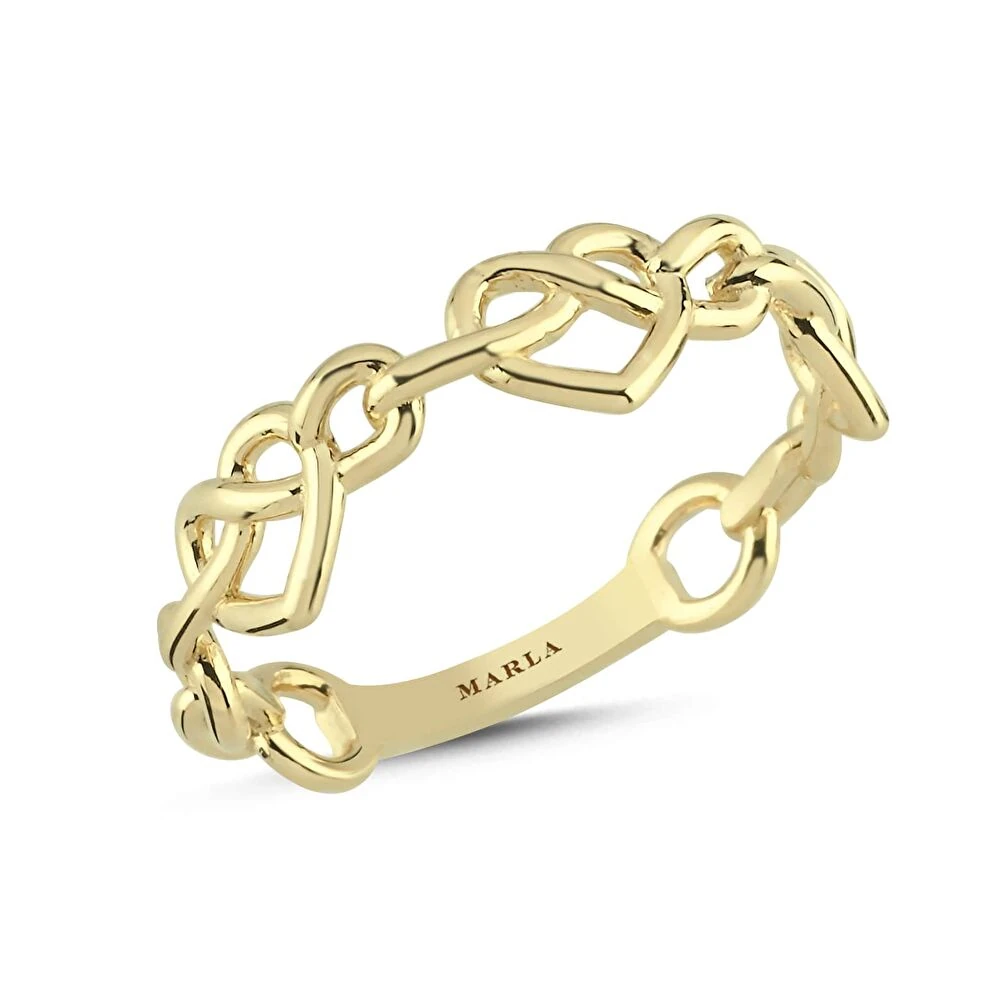 Kalp Detaylı Altın Yüzük