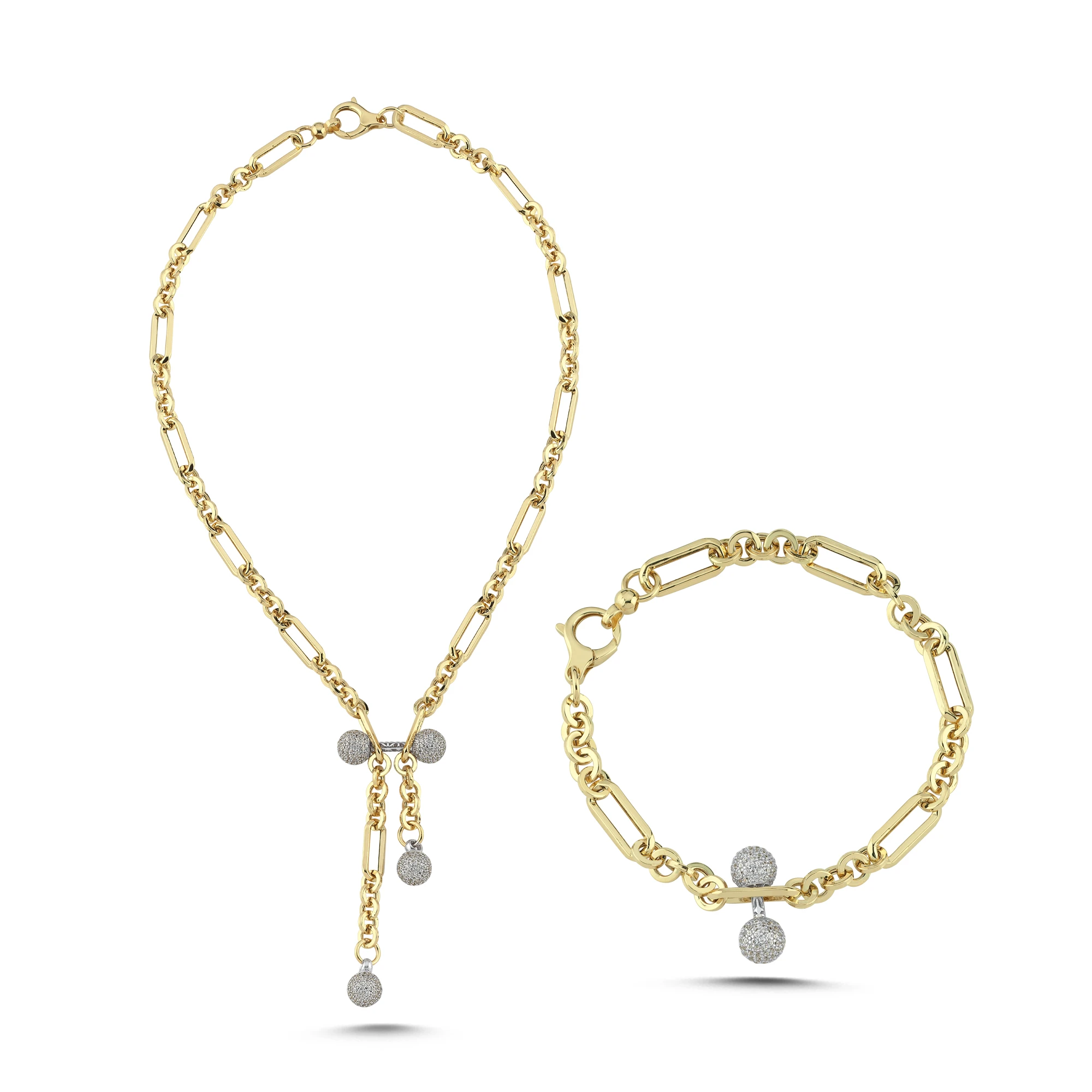 Taş Detaylı Altın Set