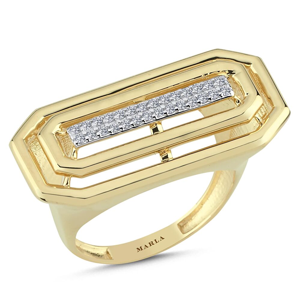 Taş Detaylı Altın Yüzük