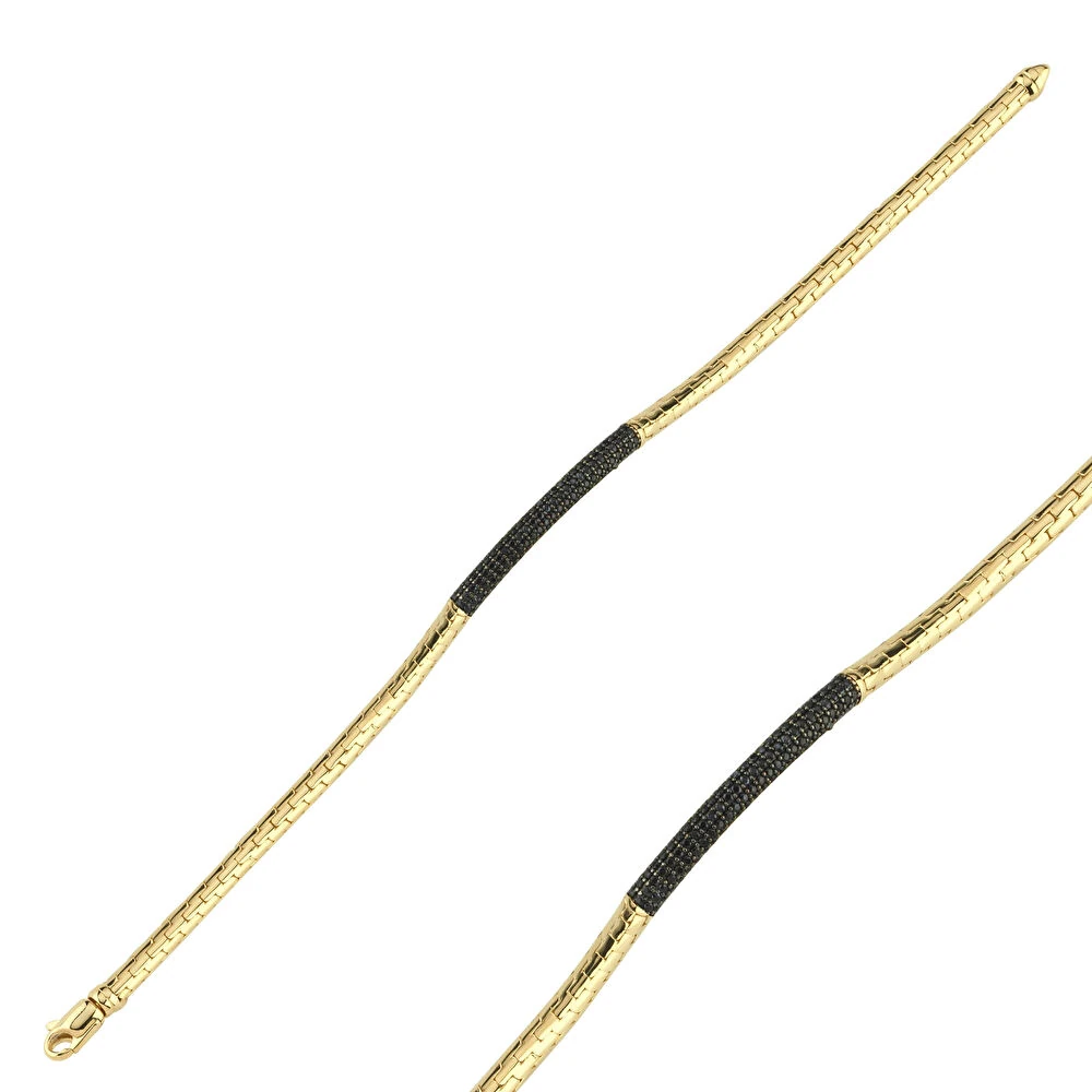 Taş Detaylı Siyah Erkek Bilekliği