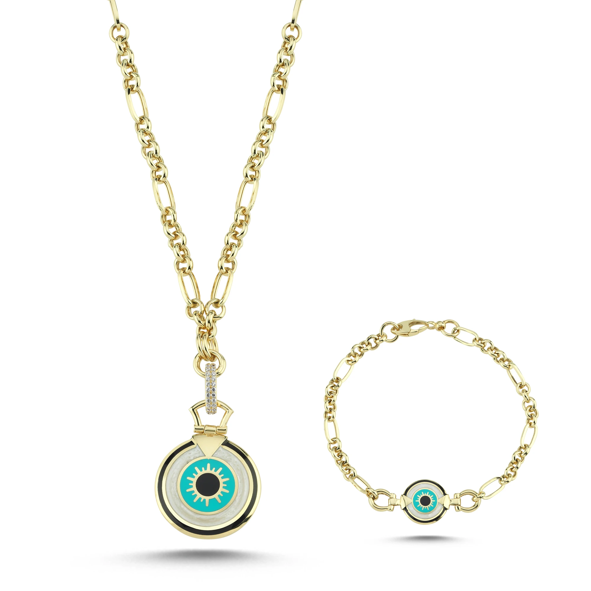 Nazar Mineli Altın Set