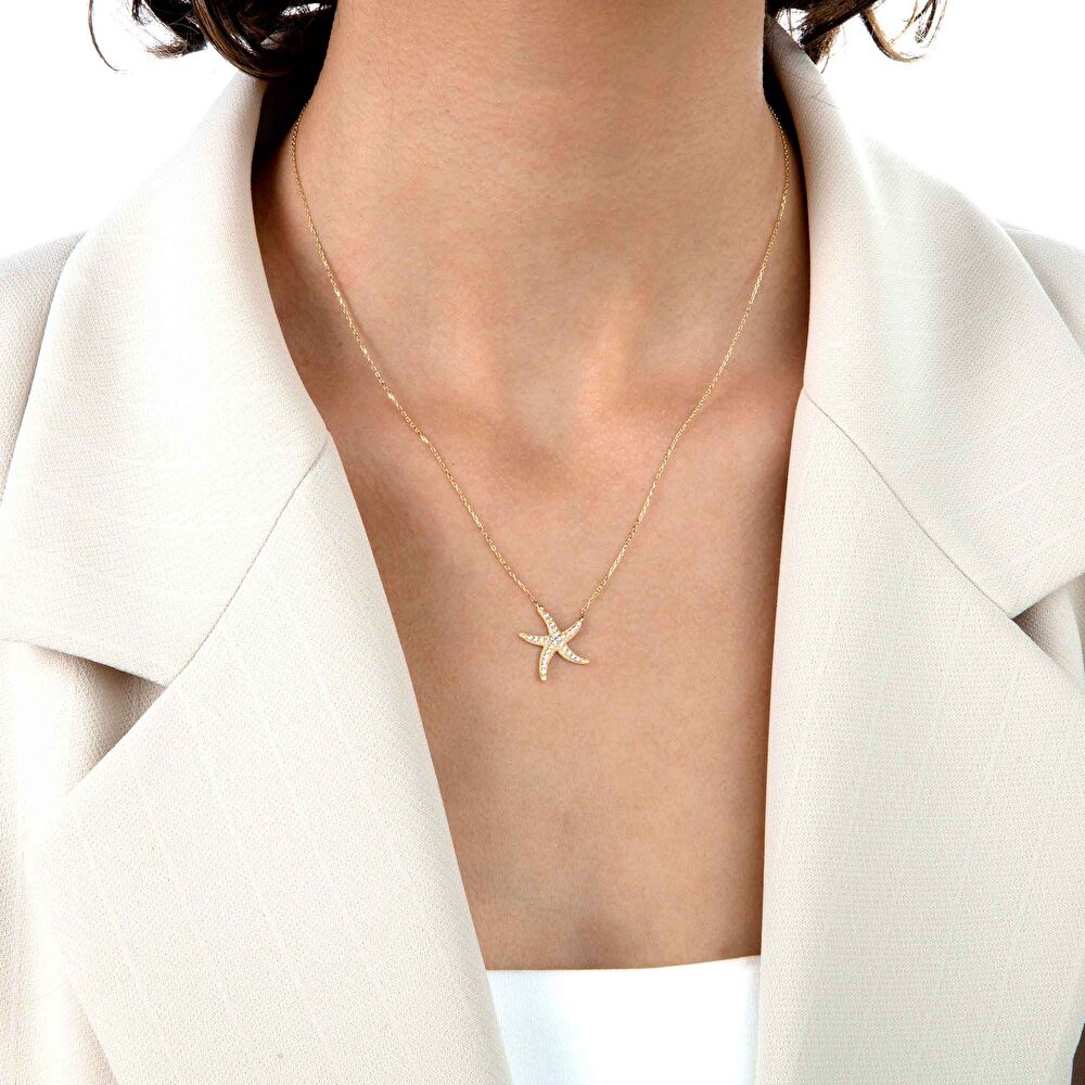 Altın Deniz Yıldızı Kolye