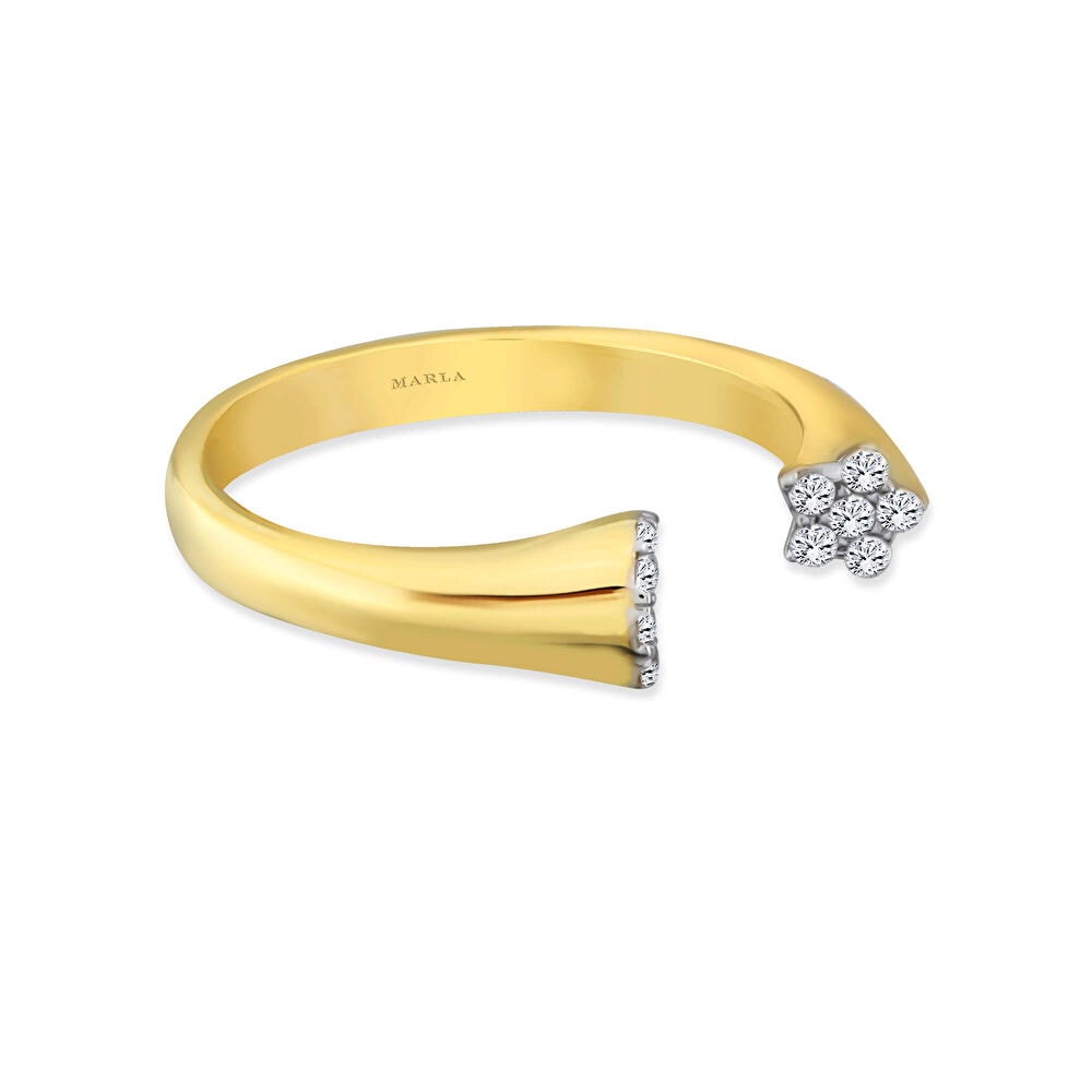 Taş Detaylı Yıldız  Altın Yüzük