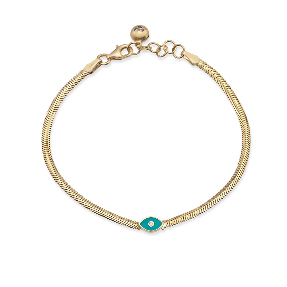 Kedi Gözü Balıksırtı Altın Bileklik